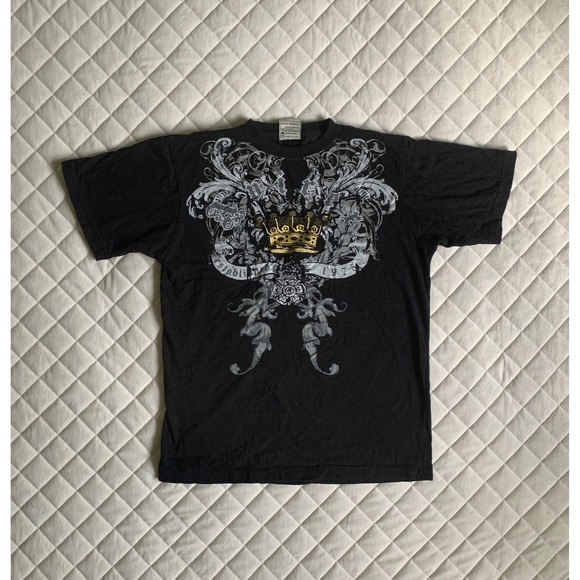 Avirex Other - Y2K VTG Avirex Black Tee with Silver & Gold Crown Accent Sz M Streetwear Classic